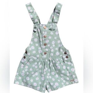 TAHARI Girl- Size 5- Sage- White Daisy Overall shorts
